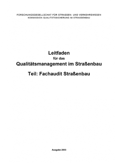 Leitfaden Qualitätsmanagement  Teil: Fachaudit
