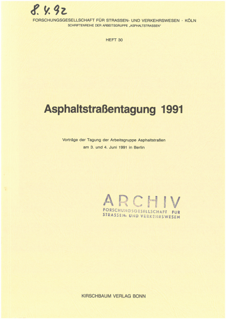 Asphaltstraßentagung 1991