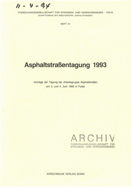 Asphaltstraßentagung 1993