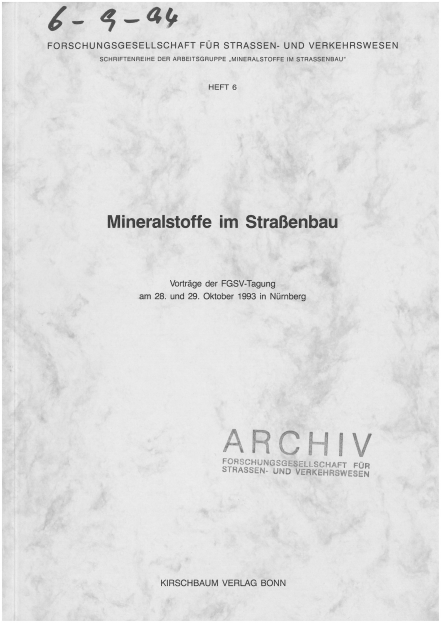 Mineralstoffe im Straßenbau 1993