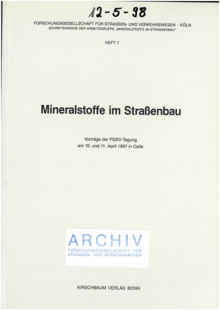Mineralstoffe im Straßenbau 1997